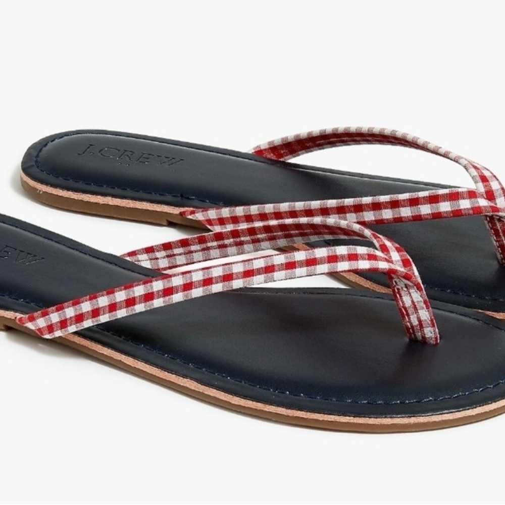 J. Crew Red and White Gingham Flip Flops - size 10 - NWT - SOLD OUT